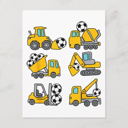 Voetbal Bal Kinderen Voetbal Bouwtrucks Informatiekaartje (Voorkant)