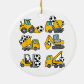 Voetbal Bal Kinderen Voetbal Bouwtrucks Keramisch Ornament (Achterkant)
