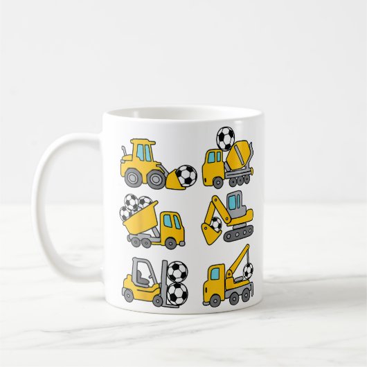 Voetbal Bal Kinderen Voetbal Bouwtrucks Koffiemok (Links)