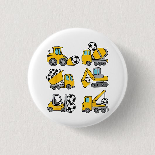 Voetbal Bal Kinderen Voetbal Bouwtrucks Ronde Button 3,2 Cm (Voorkant)