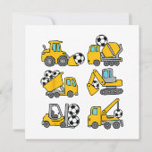 Voetbal Bal Kinderen Voetbal Bouwtrucks Save The Date (Achterkant)