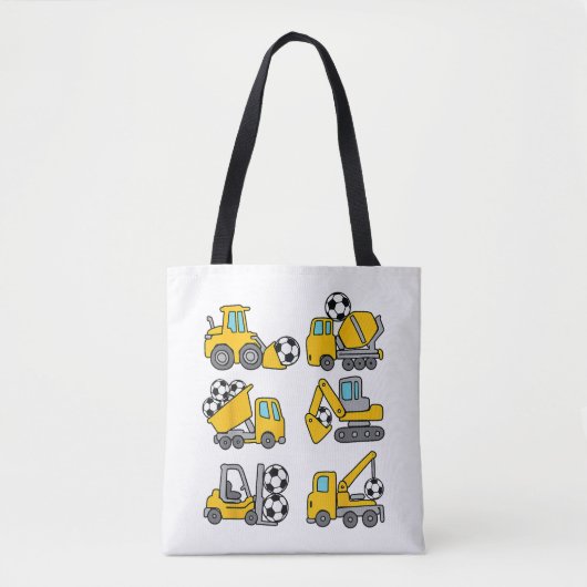 Voetbal Bal Kinderen Voetbal Bouwtrucks Tote Bag (Voorkant)