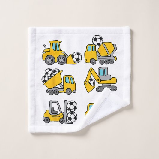 Voetbal Bal Kinderen Voetbal Bouwtrucks Washandje (Wasdoekje)