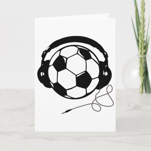 Voetbal Bal Met Koptelefoon Grappig Kaart (Voorkant)