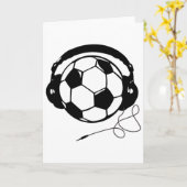 Voetbal Bal Met Koptelefoon Grappig Kaart (Gele Bloem)