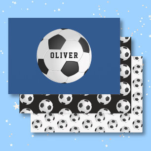Voetbal Bal Patroon Kinderen Naam Verjaardag  Inpakpapier Vel