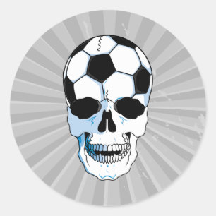 voetbal bal schedel hoofd ronde sticker
