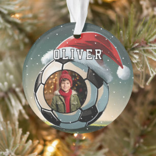 Voetbal Bal Sinterklaas Hoed Kerst Foto Ornament