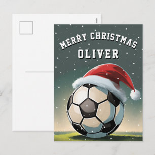 Voetbal Bal Sinterklaas Hoed Kerstmis Feestdagenkaart