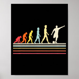 Voetbal Bal Trap Menselijke Evolutie Retro Vintage Poster
