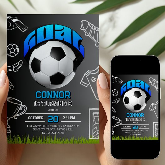 Voetbal Bal Verjaardagsfeest Uitnodiging