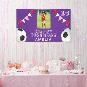 Voetbal Bal Vlaggen Foto Verjaardag Spandoek
