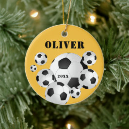Voetbal Bal Voetbal Geel Sport Kinderen Keramisch Ornament