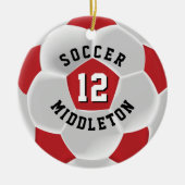 Voetbal ⚽ Ball Dark Red en White Keramisch Ornament (Voorkant)