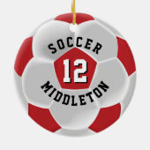 Voetbal ⚽ Ball Dark Red en White Keramisch Ornament (Achterkant)