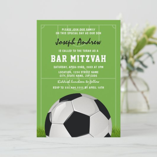 Voetbal Bar Mitzvah | Football Mitzvah Kaart (Staand voorkant)