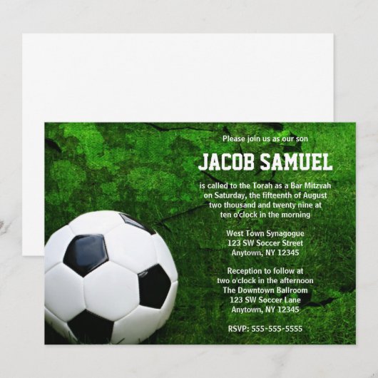 Voetbal Bar Mitzvah Kaart (Voorkant / Achterkant)