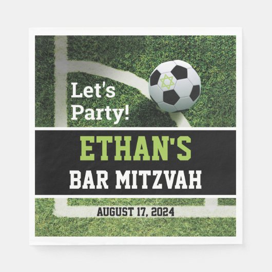 Voetbal Bar Mitzvah Laten we feesten! Servet (Voorkant)