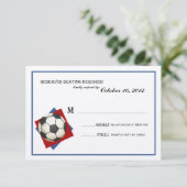  Voetbal Bar Mitzvah Reageer op Felt RSVP Kaartje (Staand voorkant)