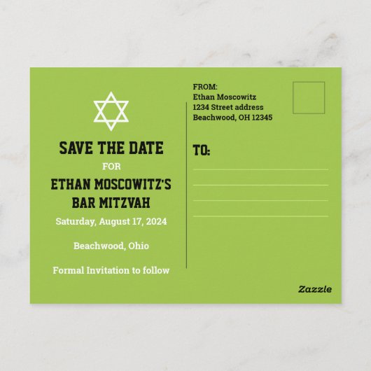 Voetbal Bar Mitzvah Save the Date Kaart (Achterkant)