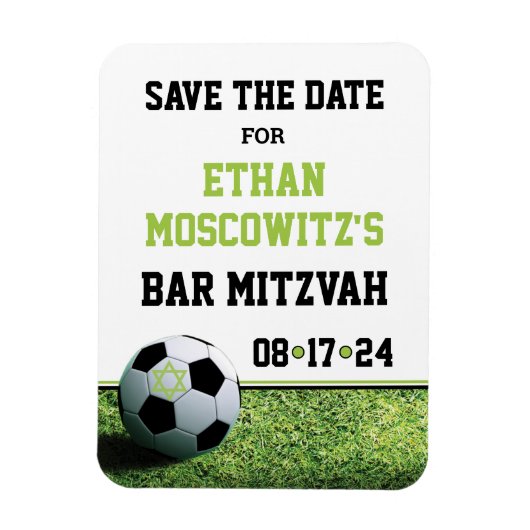 Voetbal Bar Mitzvah Save the Date Magneet (Verticaal)