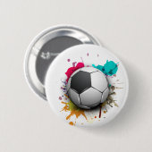Voetbal barst ronde button 5,7 cm (Voorkant /achterkant)