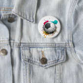 Voetbal barst ronde button 5,7 cm (In situ)