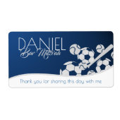 Voetbal Baseball Combo Bar Mitzvah Etiket (Voorkant)