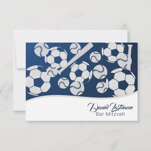 Voetbal Baseball Response Kaart met Dinner Choice (Achterkant)