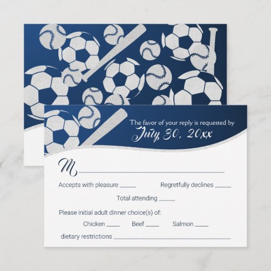 Voetbal Baseball Response Kaart met Dinner Choice (Voorkant / Achterkant)