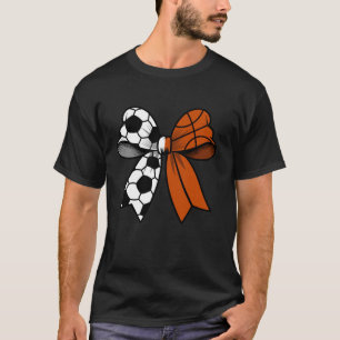 Voetbal Basketbal Coquette Bow Grappige Voetbal Ba T-shirt