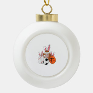 Voetbal Basketbal Football Easter Rabbit Keramische Bal Ornament