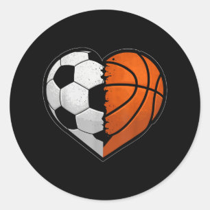 Voetbal Basketbal Hart Sport Liefhebber Valentin Ronde Sticker