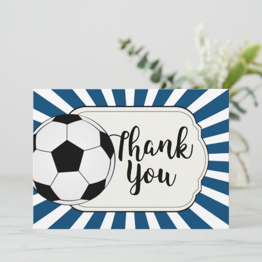 voetbal bedankkaart, voetbal feestdagenkaart (Staand voorkant)