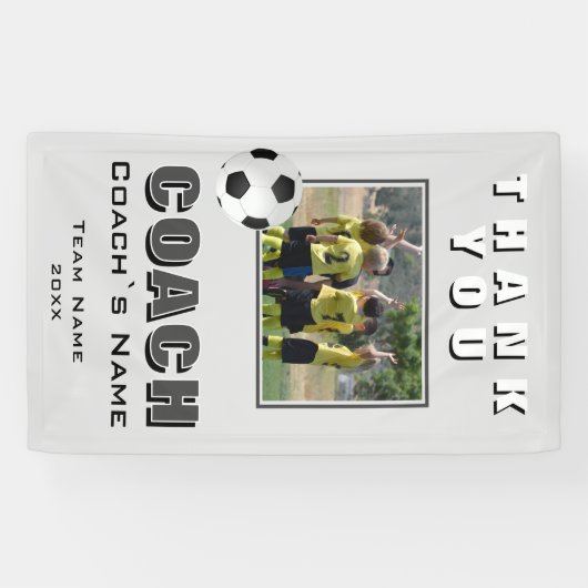 Voetbal Bedankt Coach Team Foto Spandoek (Horizontaal)