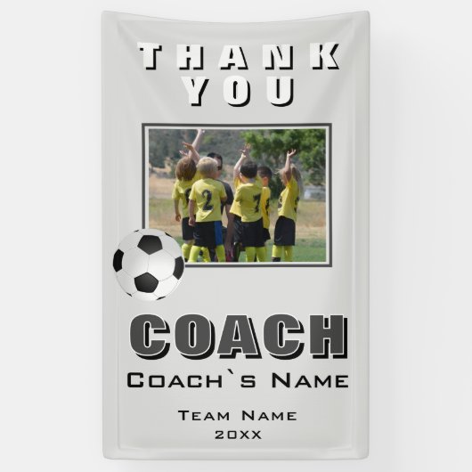 Voetbal Bedankt Coach Team Foto Spandoek (Verticaal)