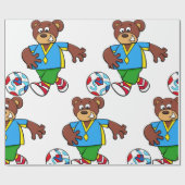 Voetbal Beer Spelen Football in Sport Outfit Cadeaupapier (Vlak)