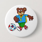 Voetbal Beer Spelen Football in Sport Outfit Ronde Button 7,6 Cm (Voorkant)