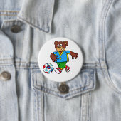 Voetbal Beer Spelen Football in Sport Outfit Ronde Button 7,6 Cm (In situ)