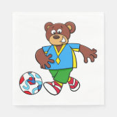 Voetbal Beer Spelen Football in Sport Outfit Servet (Voorkant)