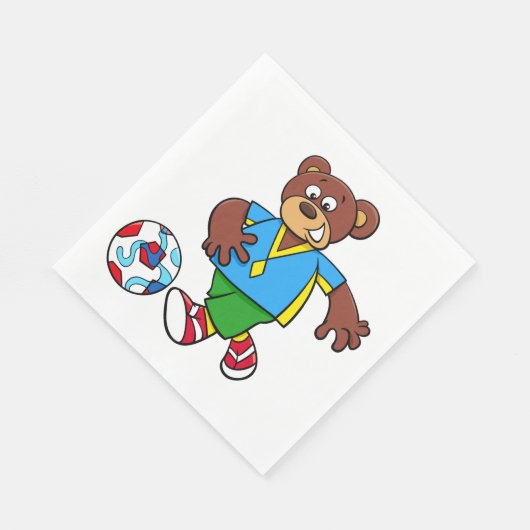 Voetbal Beer Spelen Football in Sport Outfit Servet (Hoek)