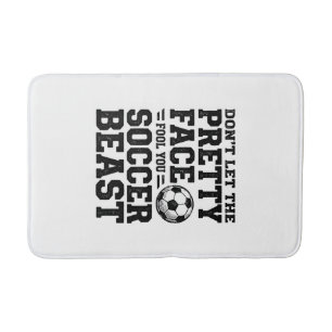 Voetbal Beest Mooie Gezicht Vintage Typografie Shi Badmat