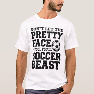 Voetbal Beest Mooie Gezicht Vintage Typografie T-s T-shirt