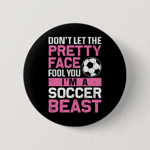 Voetbal Beest T-shirt Vrouwen Tiener Meisje Voetba Ronde Button 5,7 Cm