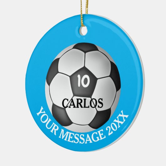 Voetbal Bericht over persoonlijk nummer Keramisch Ornament (Links)