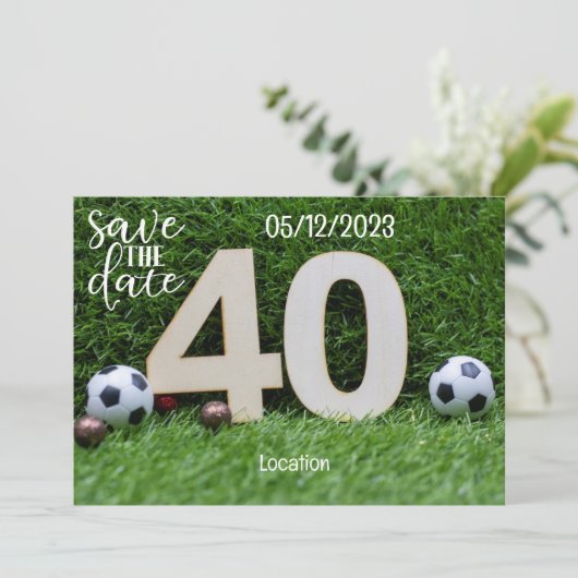 Voetbal Bewaar de datum 40e Verjaardag Kaart (Staand voorkant)