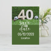 Voetbal Bewaar de datum 40e Verjaardag Kaart (Staand voorkant)