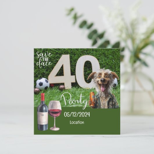 Voetbal Bewaar de datum 40e Verjaardag Save The Date (Staand voorkant)
