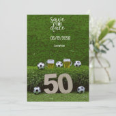 Voetbal Bewaar de datum 50e Verjaardag Kaart (Staand voorkant)