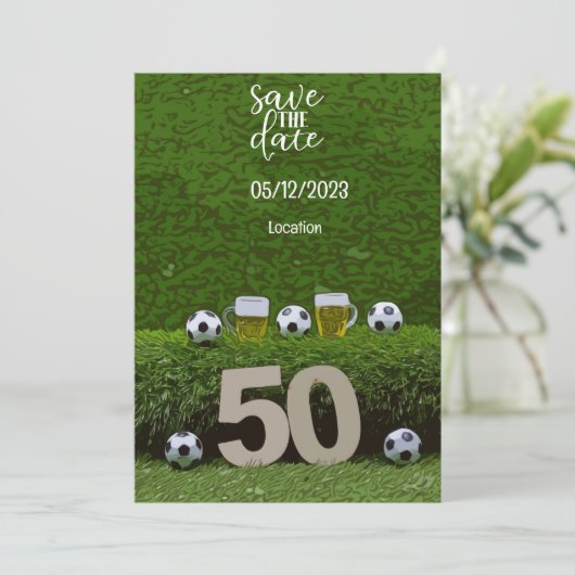 Voetbal Bewaar de datum 50e Verjaardag Kaart (Staand voorkant)